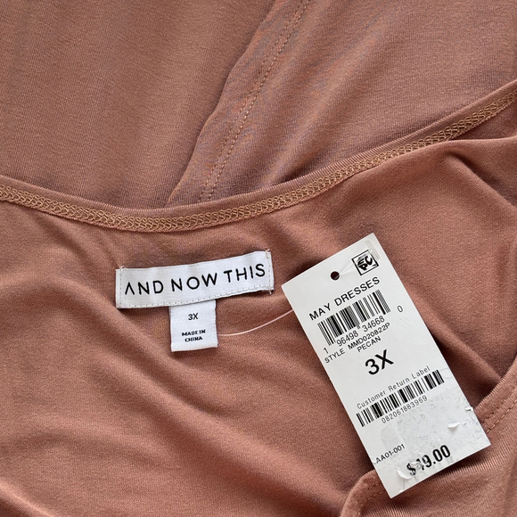 And Now This Plus Size Beige Side-Tie Midi Dress NWT - Picture 7 of 8